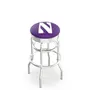 Northwestern Univ Ribbed Double-Ring Bar Stool