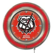 Holland Univ Georgia Bulldog Neon Logo Clock
