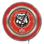 Holland Univ Georgia Bulldog Neon Logo Clock