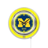 Holland University of Michigan Neon Logo Clock