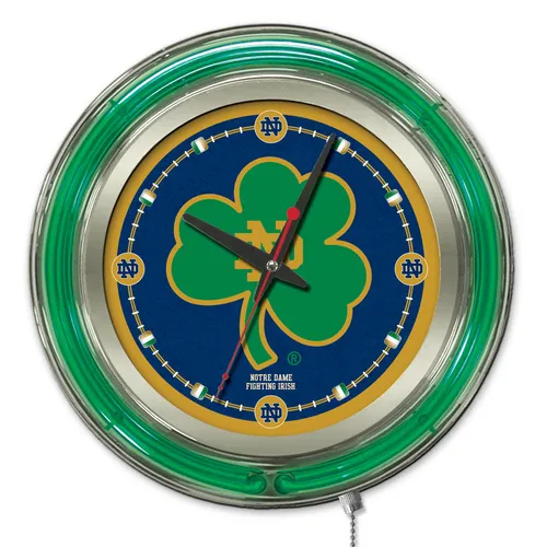Holland Notre Dame Shamrock Neon Logo Clock. Free shipping.  Some exclusions apply.