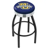 Marquette Univ Ribbed Ring Black/Chrome Bar Stool