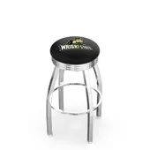 Wright State U Ribbed Ring Black/Chrome Bar Stool