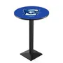 Creighton Univ Blk/Chrome Square Base Pub Table
