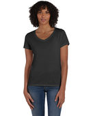 Hanes Ladies X-Temp Triblend V-Neck T-Shirt 42VT SOL BLACK TRBLND Primary