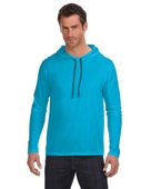 Anvil Adult Lightweight Long-Sleeve Hooded T-Shirt 987AN CARIB BLUE/ D GR Primary