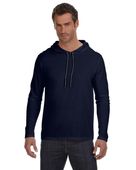 Anvil Adult Lightweight Long-Sleeve Hooded T-Shirt 987AN NAVY/ DARK GREY Primary