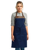 Artisan Collection By Reprime Espresso Bib Apron RP123 NAVY/ BROWN Primary