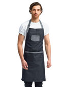 Artisan Collection By Reprime Unisex Domain Contrast Denim Bib Apron RP127 BLACK DENIM Primary