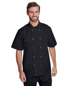 Artisan Collection By Reprime Unisex Studded Front Short-Sleeve Chef's Coat RP664