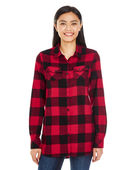 Burnside Ladies' Plaid Boyfriend Flannel Shirt B5210