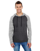 Burnside Adult Raglan Sleeve Striped Jersey Hooded T-Shirt B8127 CHARCOAL Primary