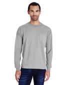 Comfortwash By Hanes Unisex 5.5 oz., 100% Ringspun Cotton Garment-Dyed Long-Sleeve T-Shirt with Pock CONCRETE Primary