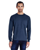 Comfortwash By Hanes Unisex 5.5 oz., 100% Ringspun Cotton Garment-Dyed Long-Sleeve T-Shirt with Pock NAVY Primary