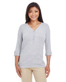 Devon & Jones Ladies' Perfect Fit Y-Placket Convertible Sleeve Knit Top DP186W