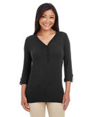 Devon & Jones Ladies' Perfect Fit Y-Placket Convertible Sleeve Knit Top DP186W