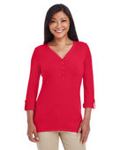 Devon & Jones Ladies' Perfect Fit Y-Placket Convertible Sleeve Knit Top DP186W