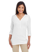 Devon & Jones Ladies' Perfect Fit Y-Placket Convertible Sleeve Knit Top DP186W