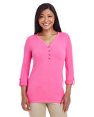 Devon & Jones Ladies' Perfect Fit Y-Placket Convertible Sleeve Knit Top DP186W