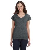 Gildan Ladies' SoftStyle 4.5 oz. Fitted V-Neck T-Shirt G64VL DARK HEATHER Primary