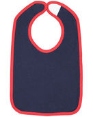Rabbit Skins Infant Contrast Trim Bib RS1004 NAVY/ RED Primary