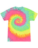 Colortone Tie-Dye Adult 5.4 oz., 100% Cotton T-Shirt CD100 MINTY RAINBOW Primary