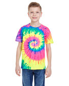 Colortone Tie-Dye Youth 5.4 oz. 100% Cotton T-Shirt CD100Y NEON RAINBOW Primary