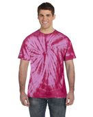 Colortone Tie-Dye Adult 5.4 oz. 100% Cotton Spider T-Shirt CD101 SPIDER PINK Primary