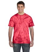 Colortone Tie-Dye Adult 5.4 oz. 100% Cotton Spider T-Shirt CD101 SPIDER RED Primary