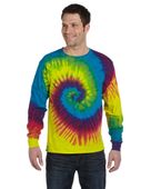 Colortone Tie-Dye Adult 5.4 oz. 100% Cotton Long-Sleeve T-Shirt CD2000 REACTIVE RAINBOW Primary