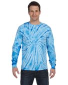 Colortone Tie-Dye Adult 5.4 oz. 100% Cotton Long-Sleeve T-Shirt CD2000 SPIDER BABY BLUE Primary