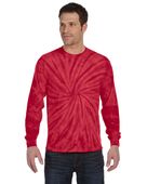 Colortone Tie-Dye Adult 5.4 oz. 100% Cotton Long-Sleeve T-Shirt CD2000 SPIDER RED Primary