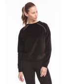 Us Blanks Ladies' Velour Long Sleeve Crop T-Shirt US538 BLACK Primary