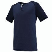 Adult Short Sleeve Crew Henley Baseball Jersey (Navy,Oxford,Cardinal)