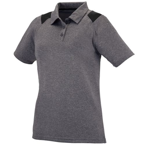 Womens 3-Button, Graphite Heather w/contrasting Shoulder Inserts Polo Shirt. Printing is available for this item.