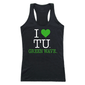 W Republic Women's I Love Tank Shirt Tulane Green Wave 532-198