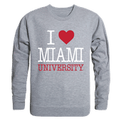 W Republic I Love Crewneck Sweatshirt Miami Of Ohio Redhawks 552-131