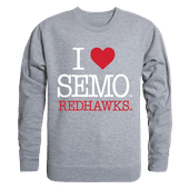 W Republic I Love Crewneck Sweatshirt Southeast Missouri State University Redhawks 552-149