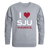 W Republic I Love Crewneck Sweatshirt Saint Joseph's University Hawks 552-232
