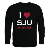 W Republic I Love Crewneck Sweatshirt Saint Joseph's University Hawks 552-232