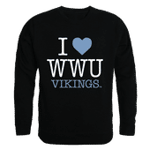 W Republic I Love Crewneck Sweatshirt Western Washington Vikings 552-252
