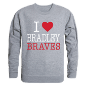 W Republic I Love Crewneck Sweatshirt Bradley Braves 552-270