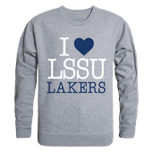 W Republic I Love Crewneck Sweatshirt Lake Superior State University Lakers 552-325