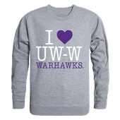 W Republic I Love Crewneck Sweatshirt Wisconsin Whitewater Warhawks 552-414