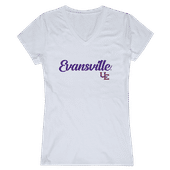 W Republic Women's Script Tee Shirt University Of Evansville Purple Aces 555-424