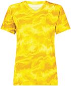 Holloway Ladies Cotton-Touch Poly Cloud Tee 222796 GOLD SHOCKWAVE PRINT Primary