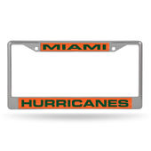 Rico Miami Hurricanes Laser Chrome 12 X 6 License Plate Frame Fcl100303