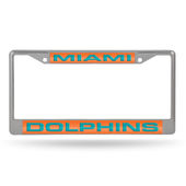 Rico Miami Dolphins Laser Chrome 12 X 6 License Plate Frame Fcl1104