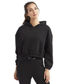 Ladies' Tridri Maria Cropped Oversized Hoodie TD085 BLACK Primary