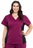 Cherokee Workwear Women V-Neck Knit Panel Top WW2875